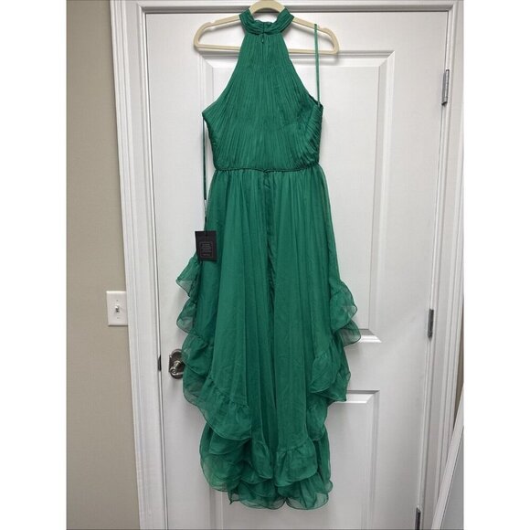 Mac Duggal Green Halter Neck Midi Dress - Picture 8 of 10